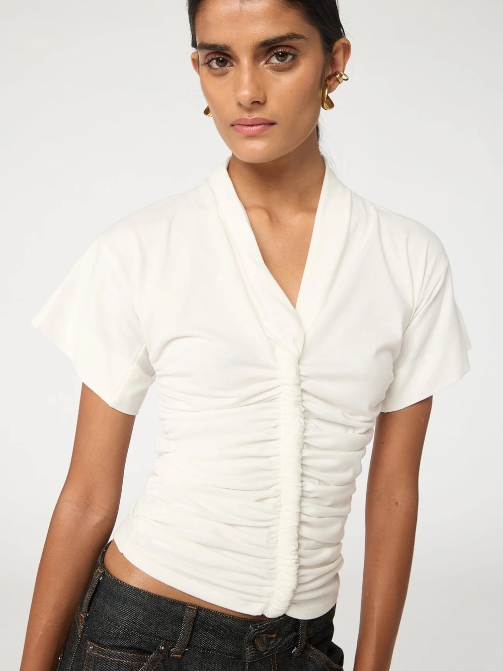 The Line by K PENELOPE White Tapered Boxy Sleeve Top